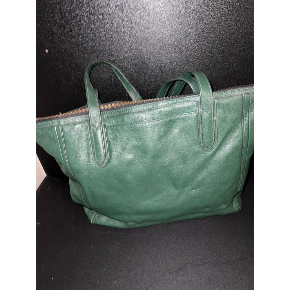 Fossil Green Pebbled Leather Tote Bag and Matching Slim Bifold Wallet Set - Picture 4 of 6